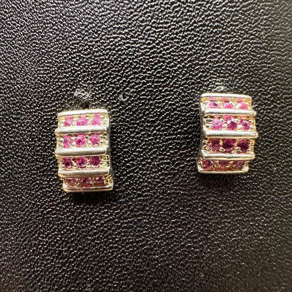 Sterling Silver Pink Crystal Earrings (1 of 2)