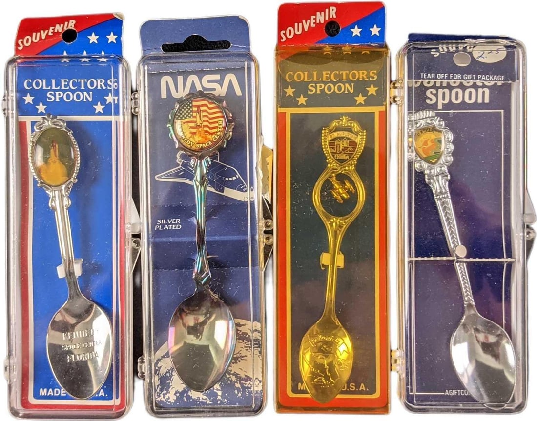 Four Vintage Silver Plate Souvenir Spoons NASA Florida (1 of 6)
