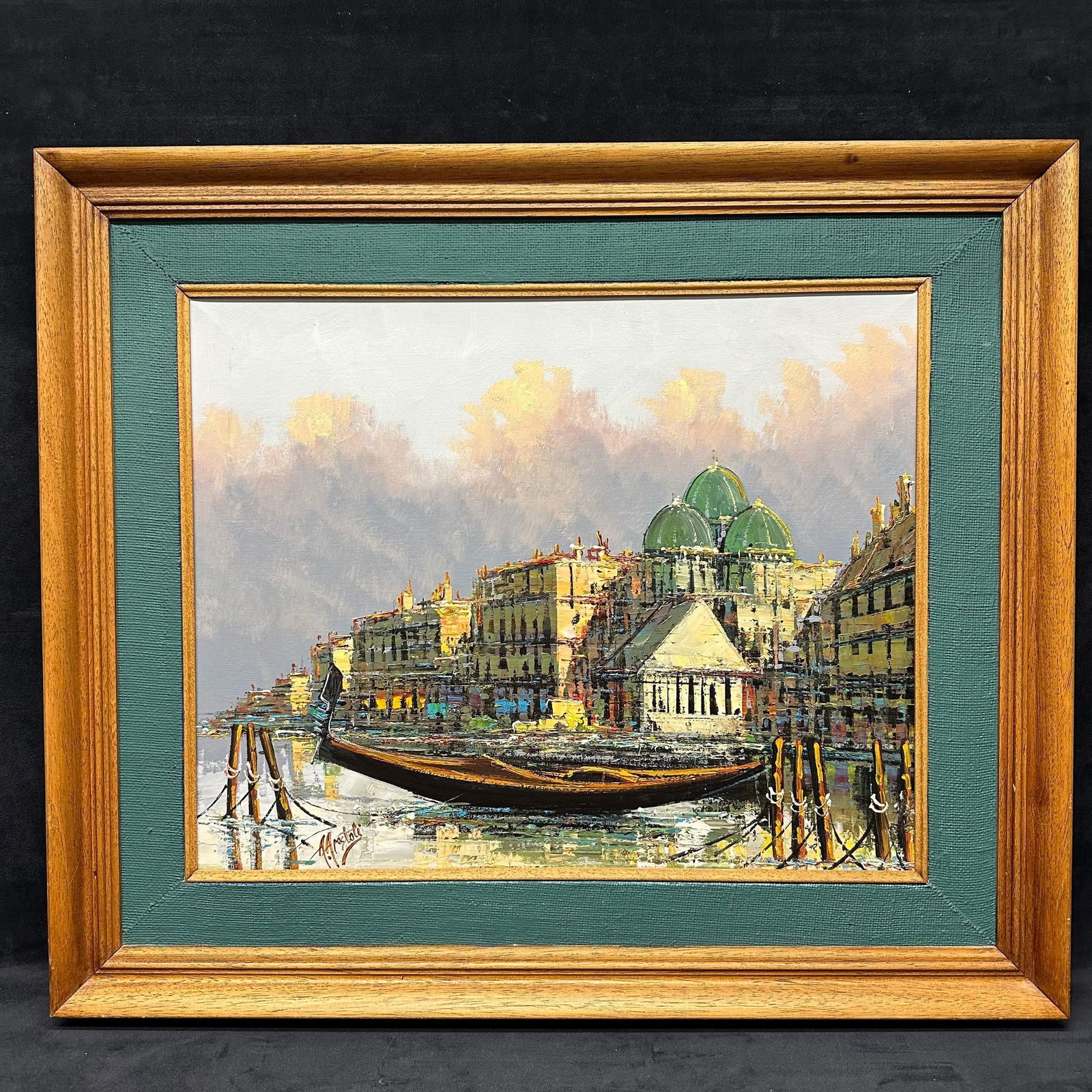 Andrew Apostoli Signed Venetian Canal Scene Oil Painting on Canvas Framed (1 of 6)