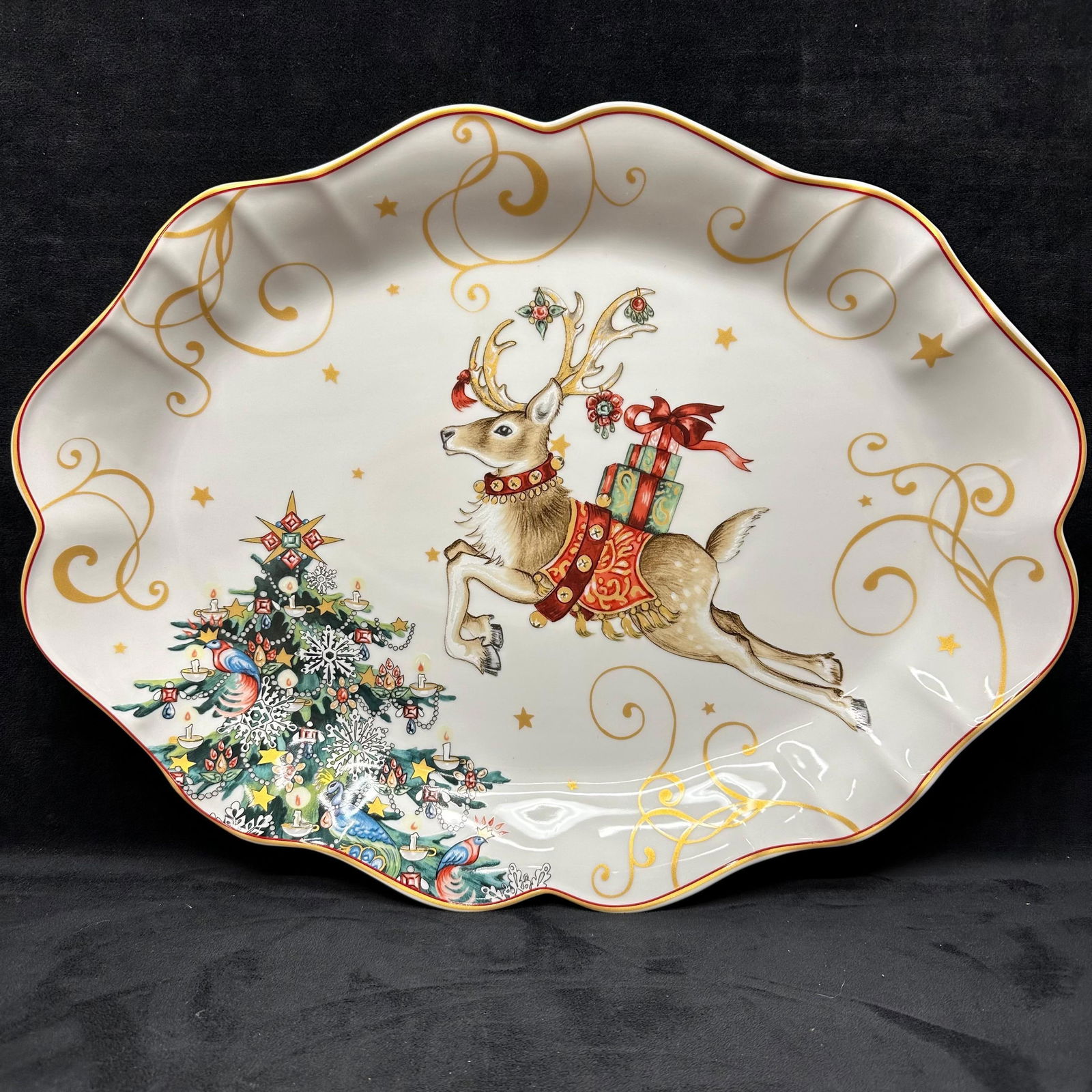 Twas the Night Before Christmas Reindeer Scalloped Oval Serving Platter (1 of 7)