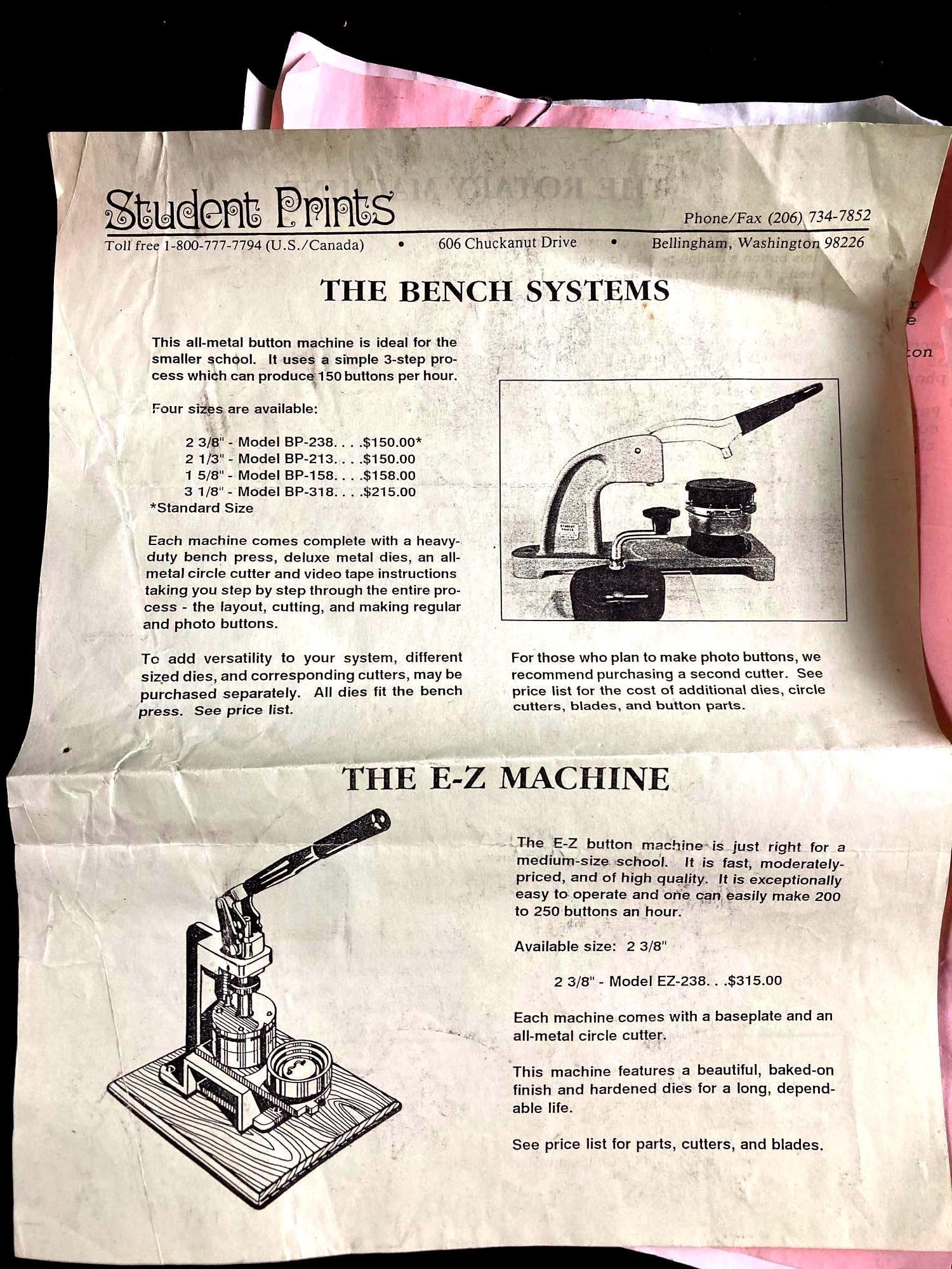 Student Prints The Bench System Button Machine - 4