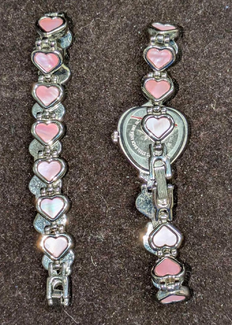 Gem Time Silvertone Heart Watch And Bracelet - 2
