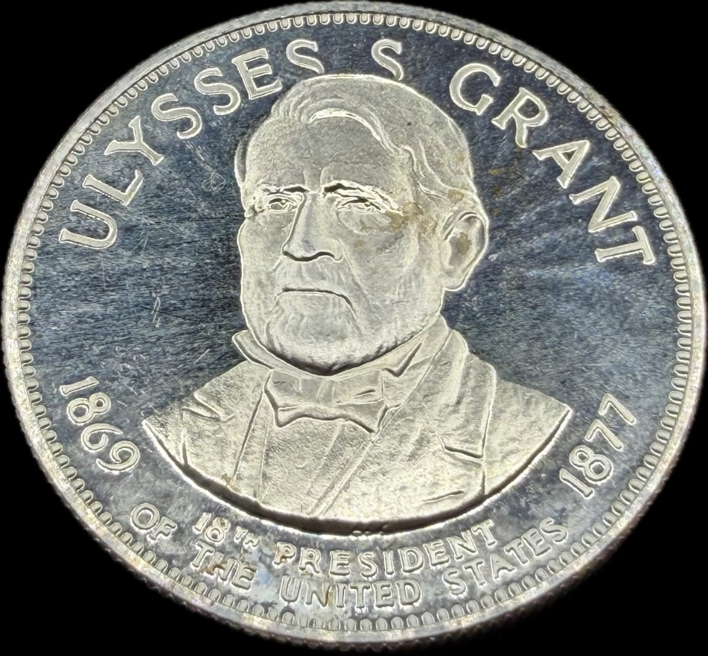 Ulysses S Grant Sterling Silver Presidential Commemorative Round: These coins have been tested and researched to the best of our ability prior to listing. Please view photos, as they are a part of the condition. DETAILS: Metal - .925 Sterling Silver Tested - Yes Si