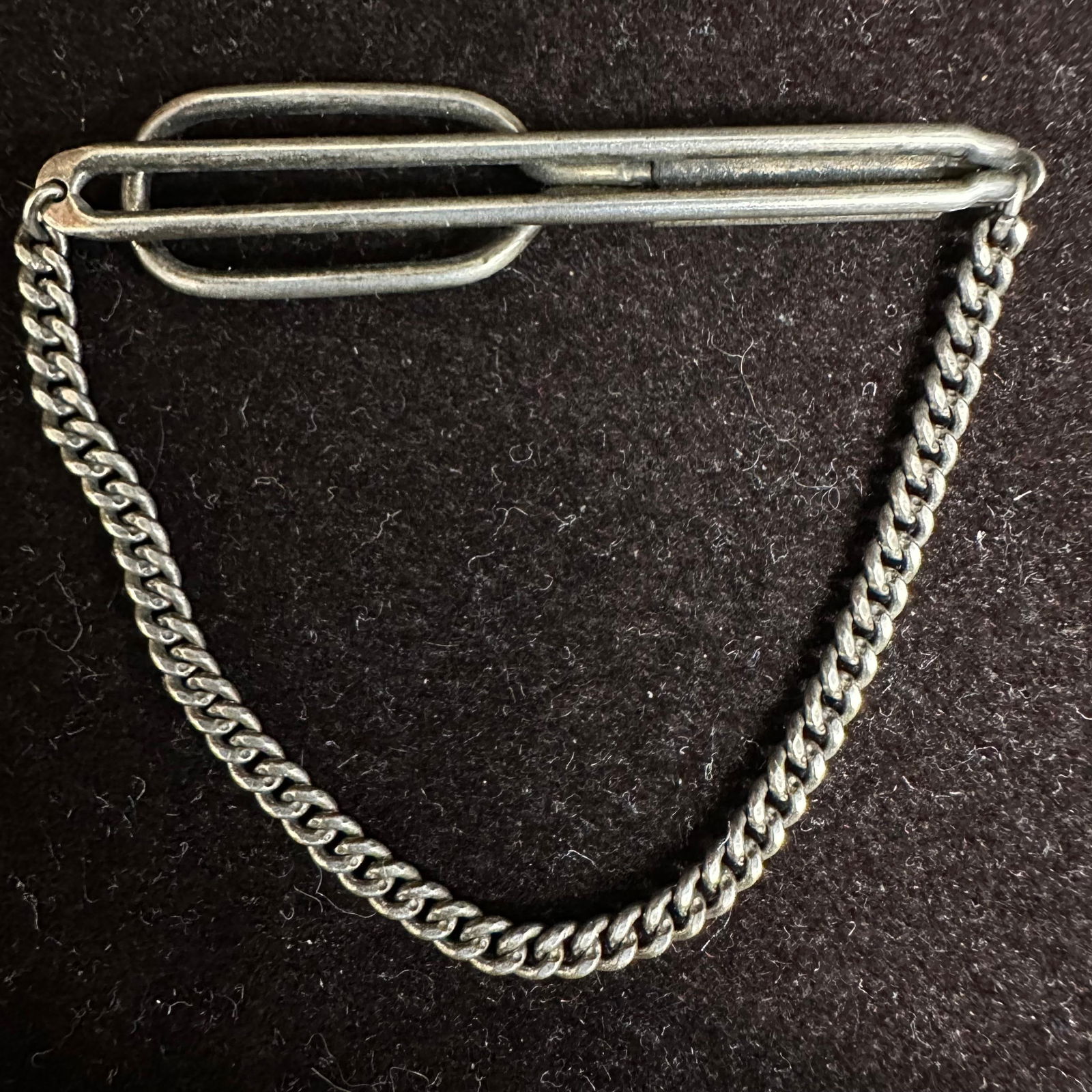 Swank Sterling Silver Vintage Tie Clip with Chain (1 of 6)