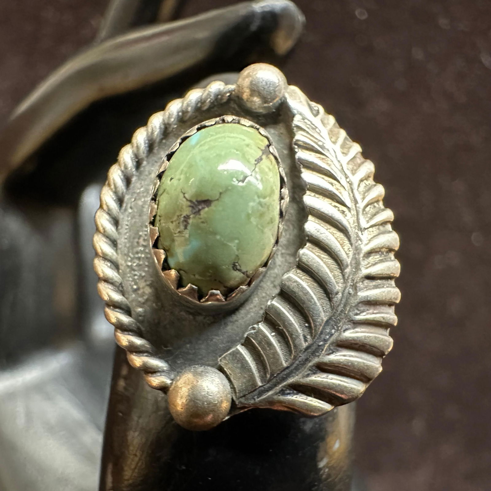 Native American Navajo Silver Turquoise Annie Becenti Ring: This item is in good pre-owned, previously used/displayed condition with noticeable light wear and surface scratches. Please reference all photos for full details. This piece of jewelry has been teste