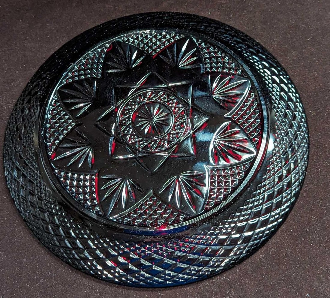 Vintage French Ruby Red Glass Plate: Vintage French Ruby Red Glass Plate. This is approximately 10" x 10" x 1" and it weighs 1.56lb. The plate has some light smudges on the top.