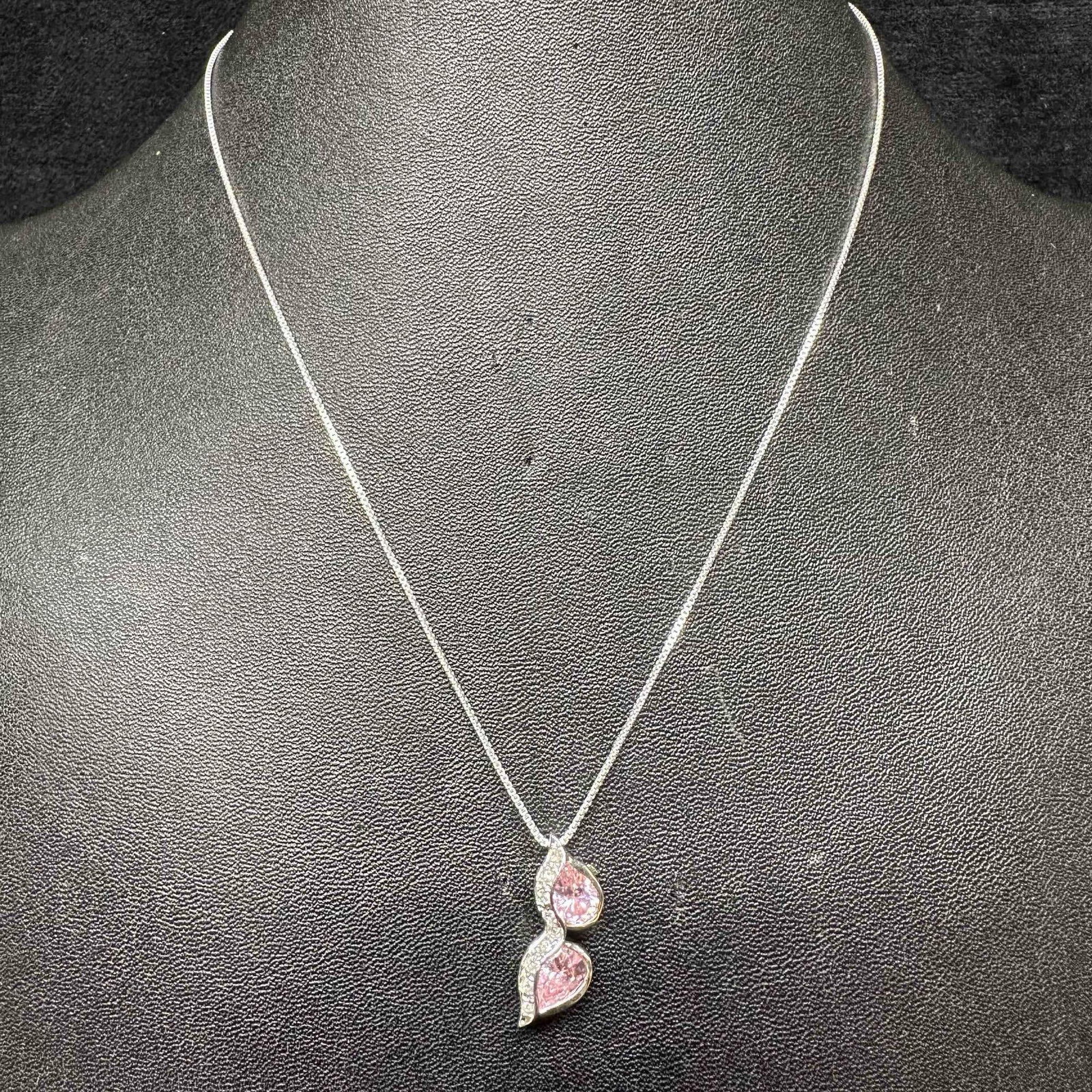 Pink and White Cubic Zirconia Sunglasses Sterling Silver Sun Glasses Pendant and 925 Necklace: This item is in good pre-owned, previously used/displayed condition with noticeable light wear, and surface scratches. Please reference all photos for full details. This piece of jewelry has been test