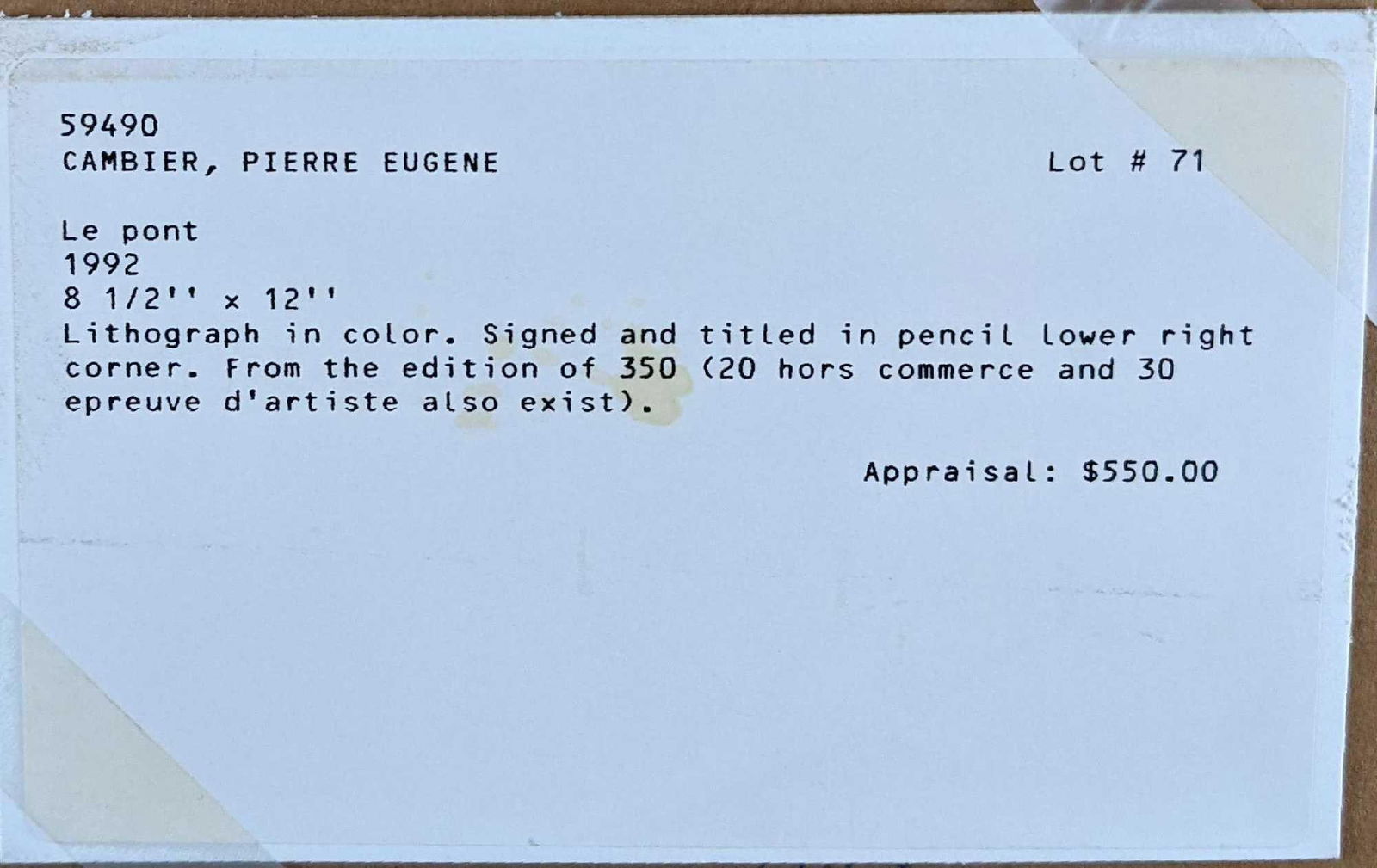 Framed Pierre Eugene Cambier Signed Numbered Litho - 7