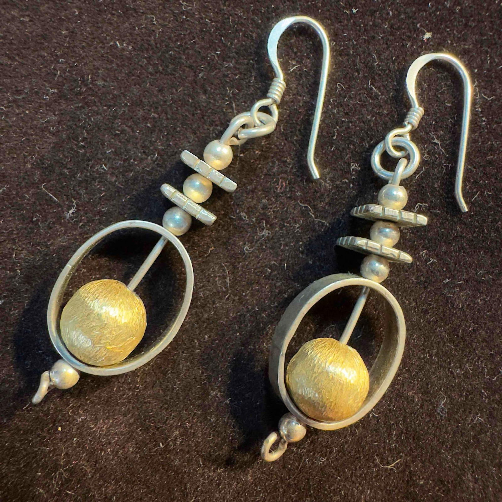Sterling Silver Drop Dangle Earrings Gold Bead Accent SS94 (1 of 4)