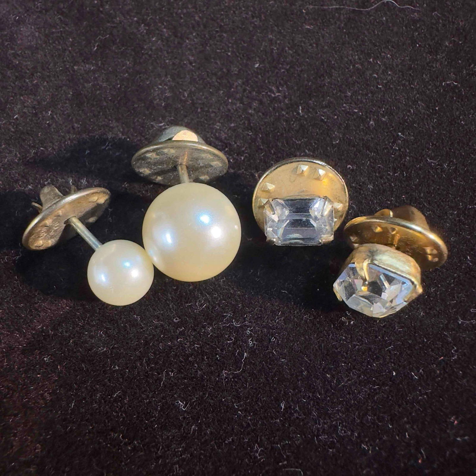 Vintage Pearl Diamond Earrings Set Costume Jewelry Faux (1 of 6)