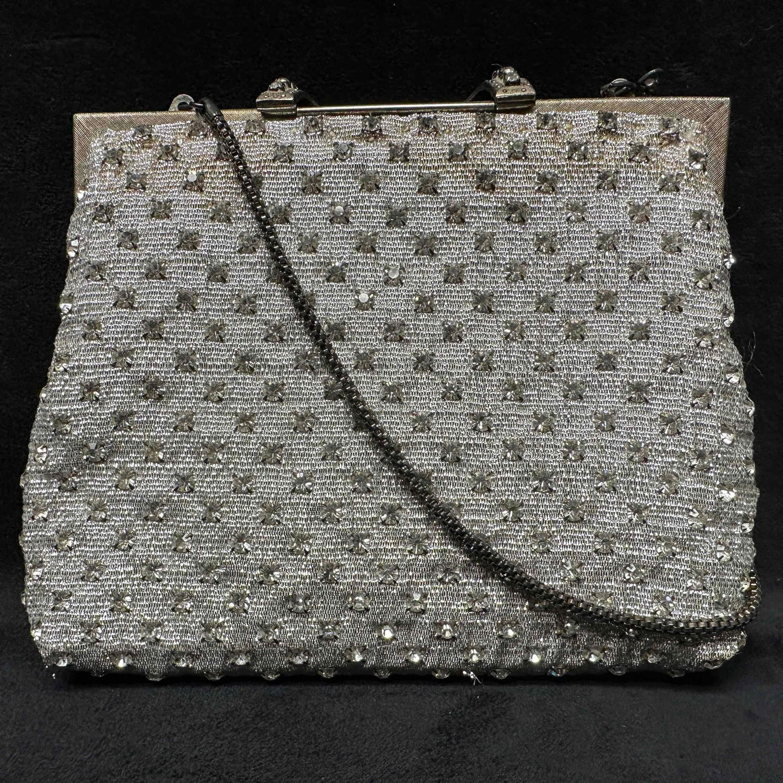 Vintage Walborg Rhinestone Jeweled White Small Purse Bag (1 of 9)