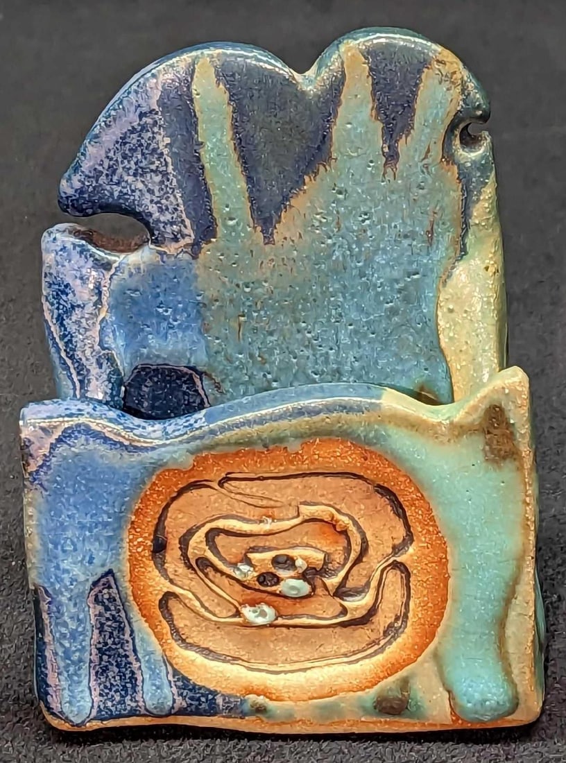 Handmade Pottery Blue Business Card Holder (1 of 6)