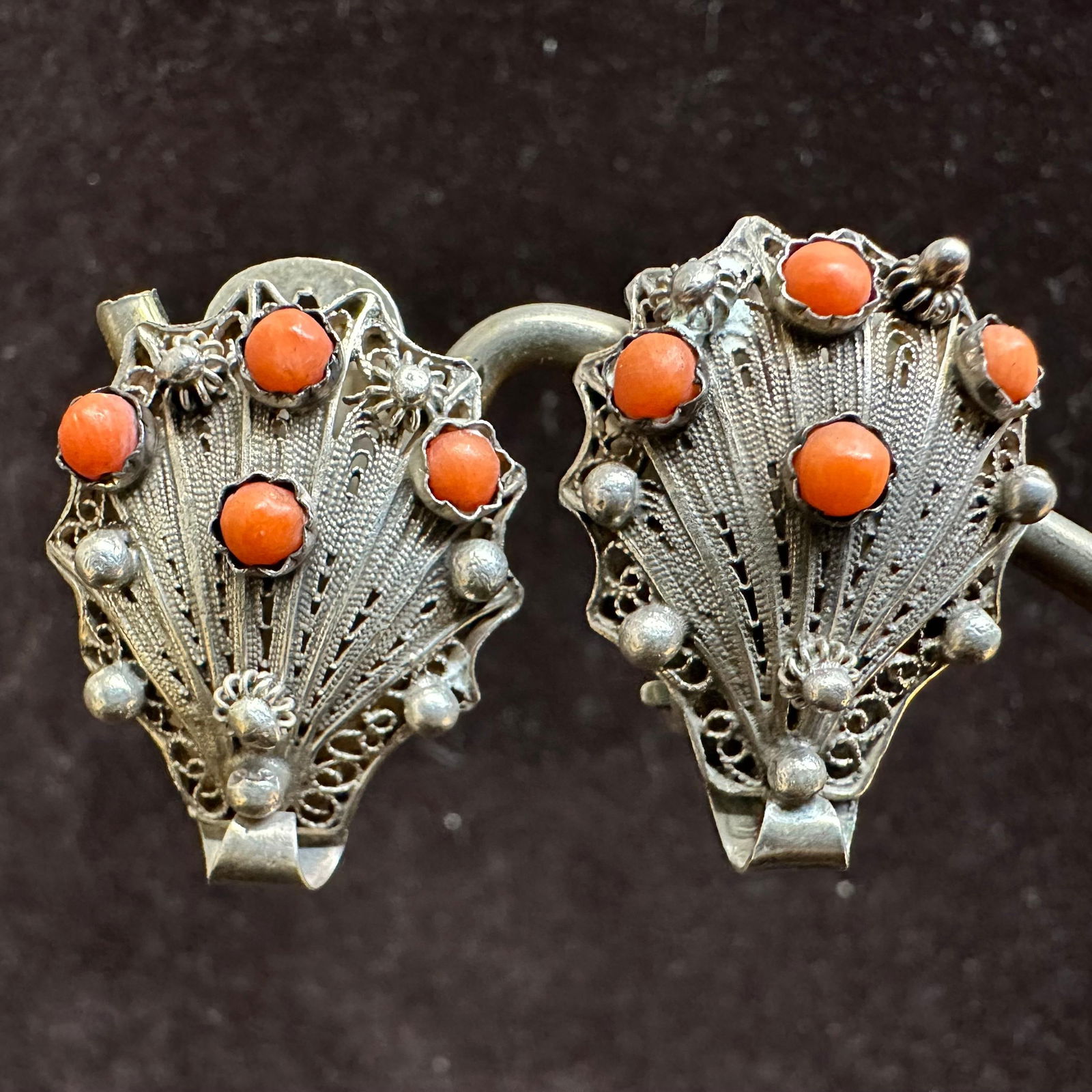 Spiny Oyster Shell 800 Silver Clip On Earrings R3 (1 of 4)