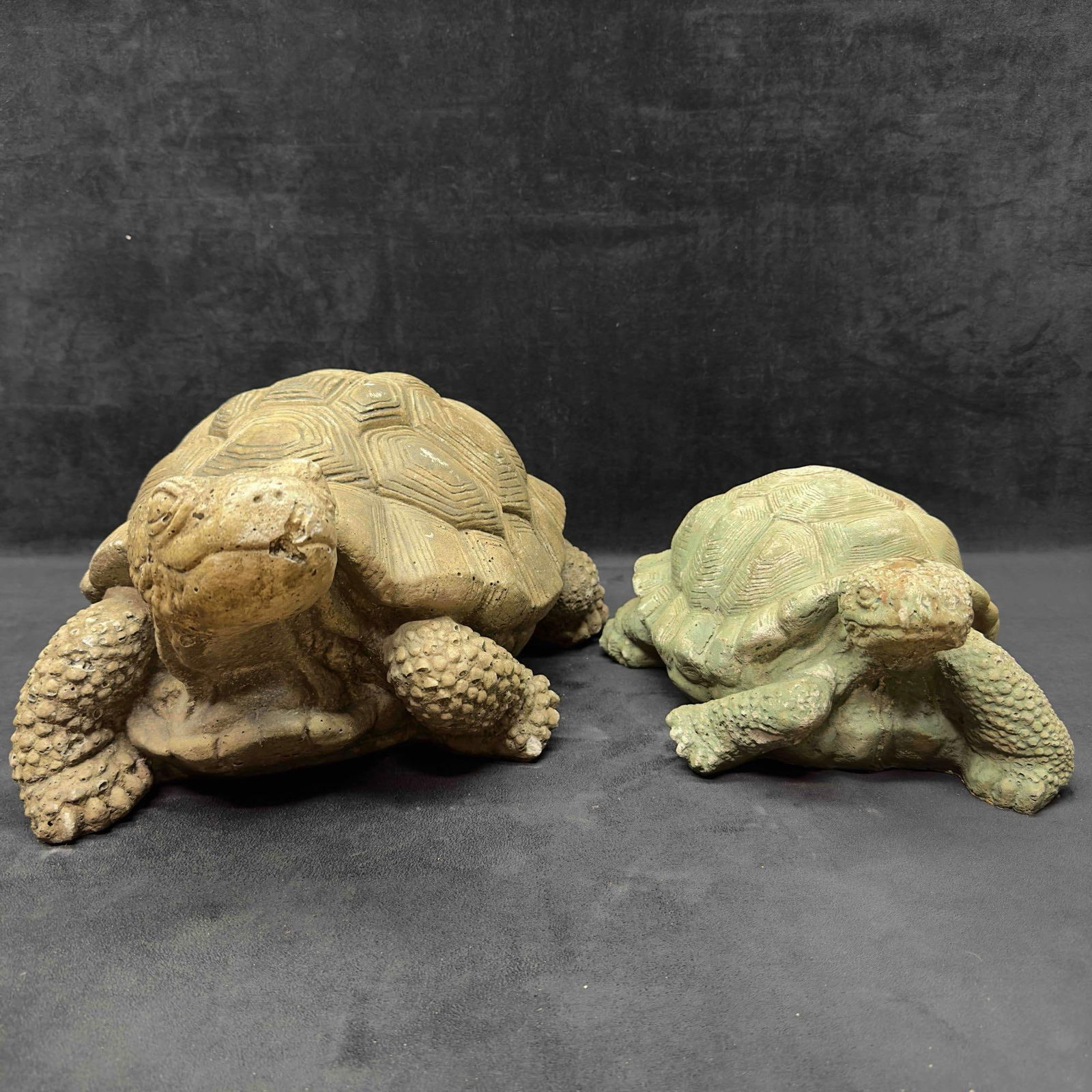Walking Turtle Large Medium Solid Concrete Garden Yard Outdoor Statue Set - 15