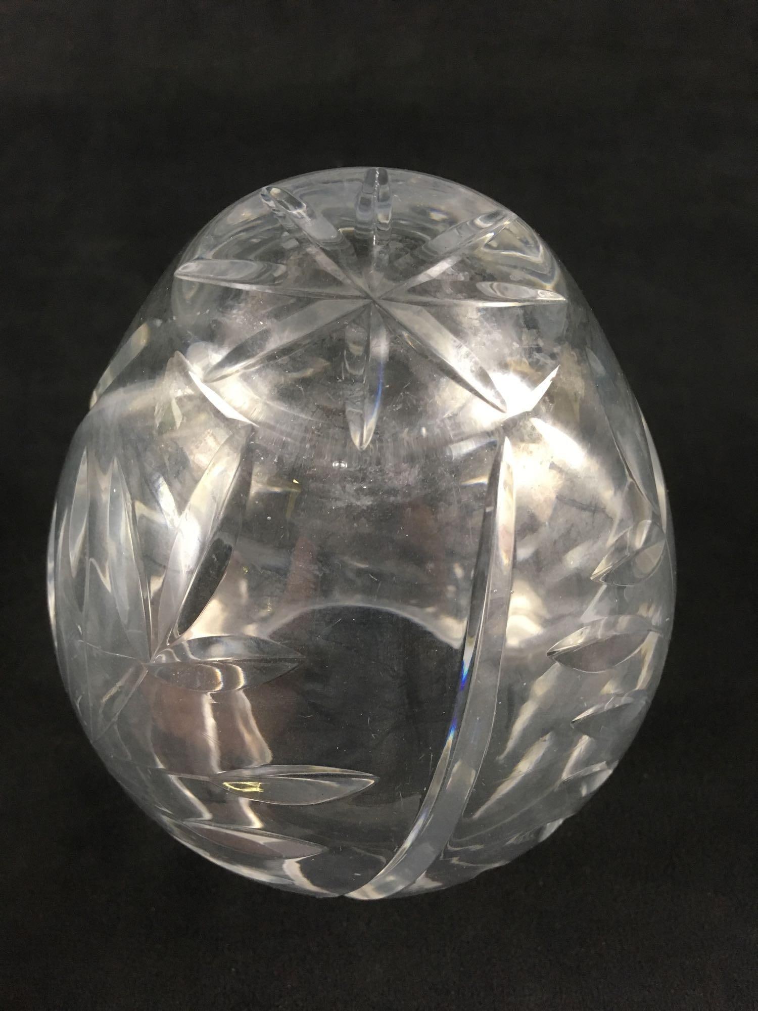 Cut Crystal Leaf Design Vase - 4