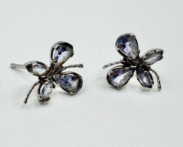 10k White Gold Tanzanite Butterfly Earrings: This piece of jewelry has been tested and researched prior to listing. Please view all our pictures they are part of our description. DETAILS: Metal - 10k GoldColor - Silver/White GoldStones -