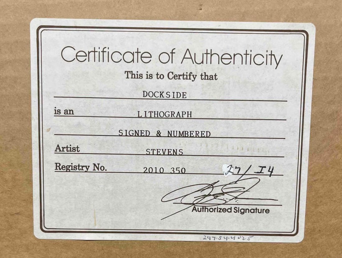 Signed & Numbered "Dockside" Lithograph By Mark Stevens - 11