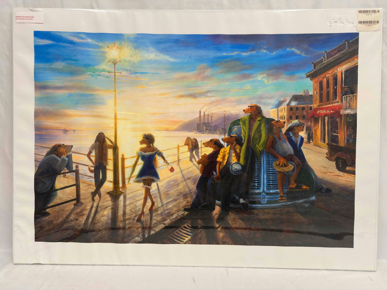 The Blue Dress Medium Giclee on Canvas Lonely Dog Ivan Clarke Sealed: The Blue Dress Medium Giclee on Canvas Lonely Dog Ivan Clarke Sealed. Giclee on canvas print sealed in plastic sleeve titled The Blue Dress by Ivan Clarke. This medium (30" x 19 3/4") art