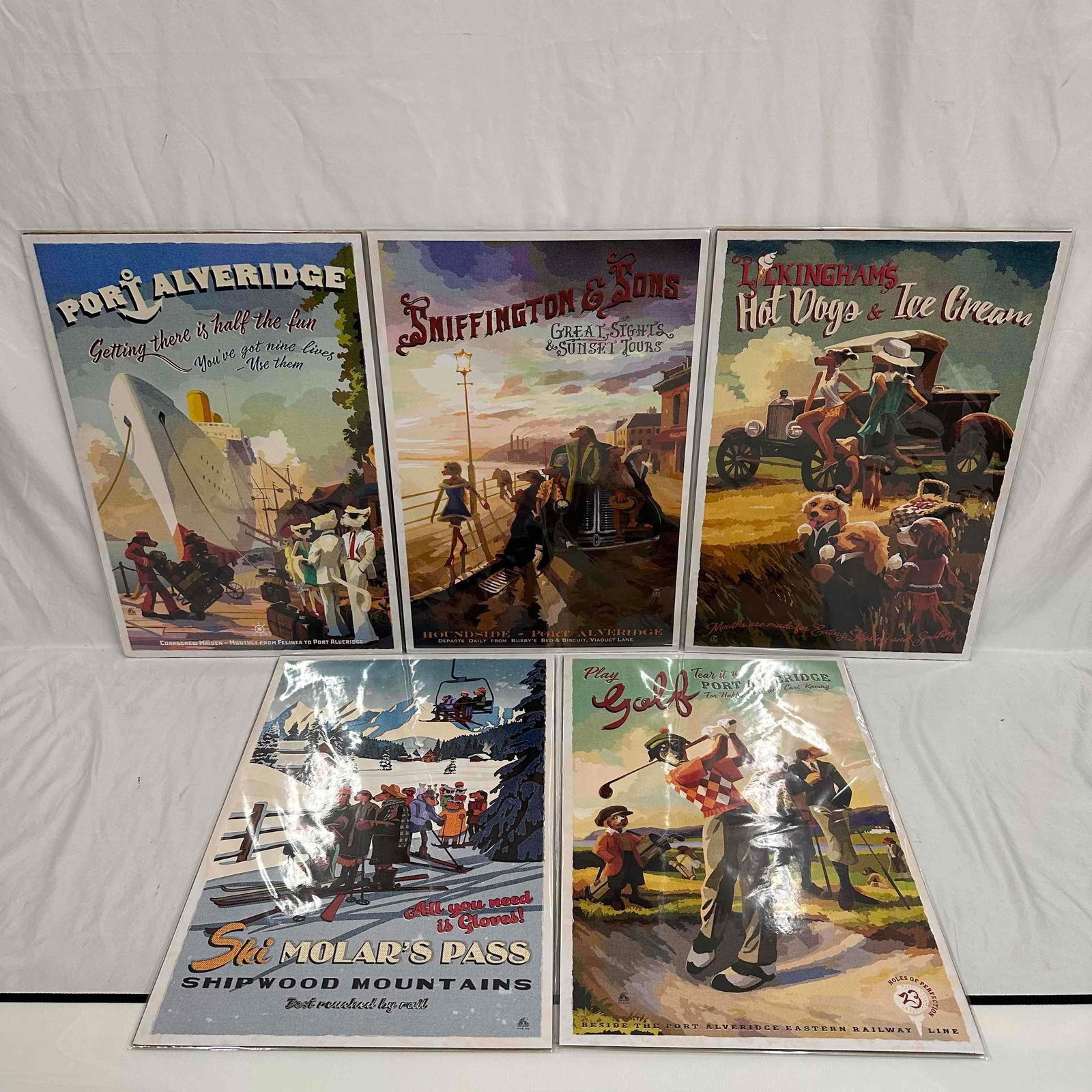 Vintage Style Lonely Dog Series Ivan Clarke Five Poster Set Screen Print: Vintage Style Lonely Dog Series Ivan Clarke Five Poster Set Screen Print. These small screen print art posters are part of original's from Clarke's famous Lonely Dog series. These items are in