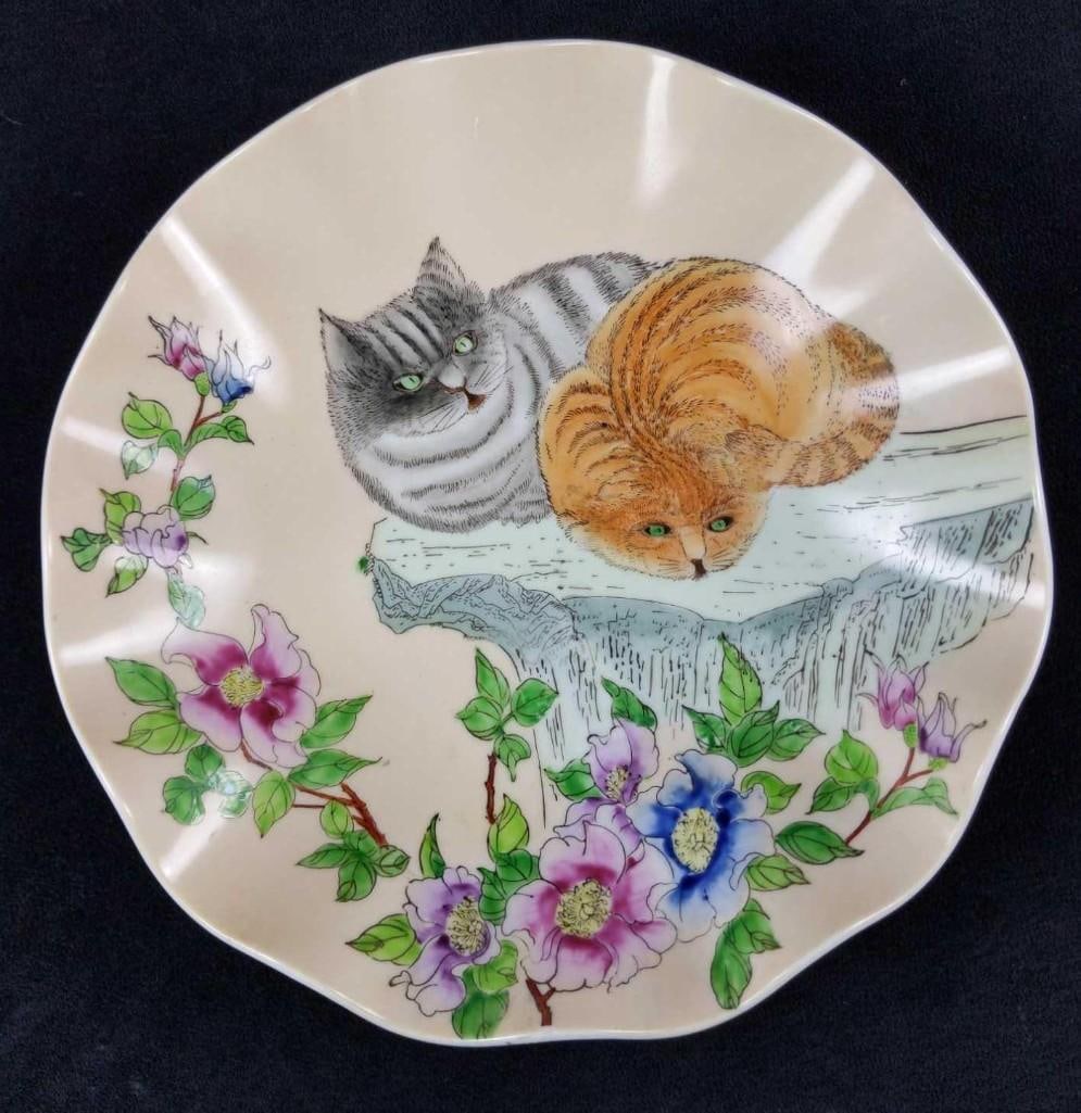 Hand Painted Chinese Cat Art Bowl (1 of 5)