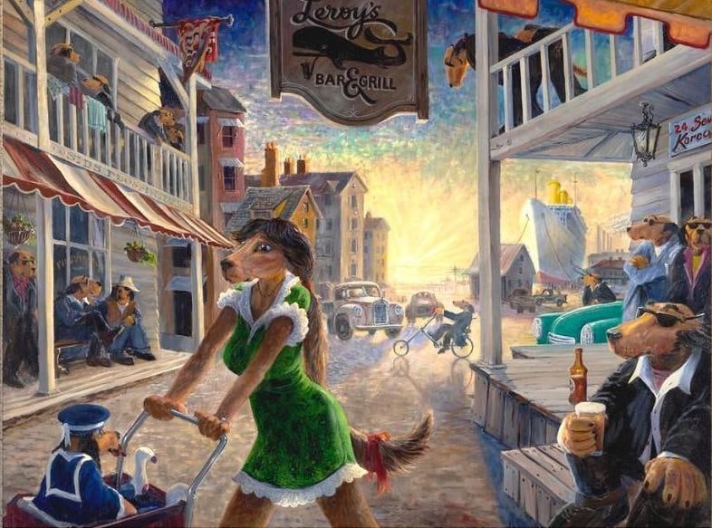 S&N Ivan Clarke "Leroy's" Large Giclée: S&N Ivan Clarke "Leroy's" Large Giclée Signed and numbered giclee on canvas print of Leroy's by Ivan Clarke. Comes in the original tube with the COA. This large (40 x 30) piece c