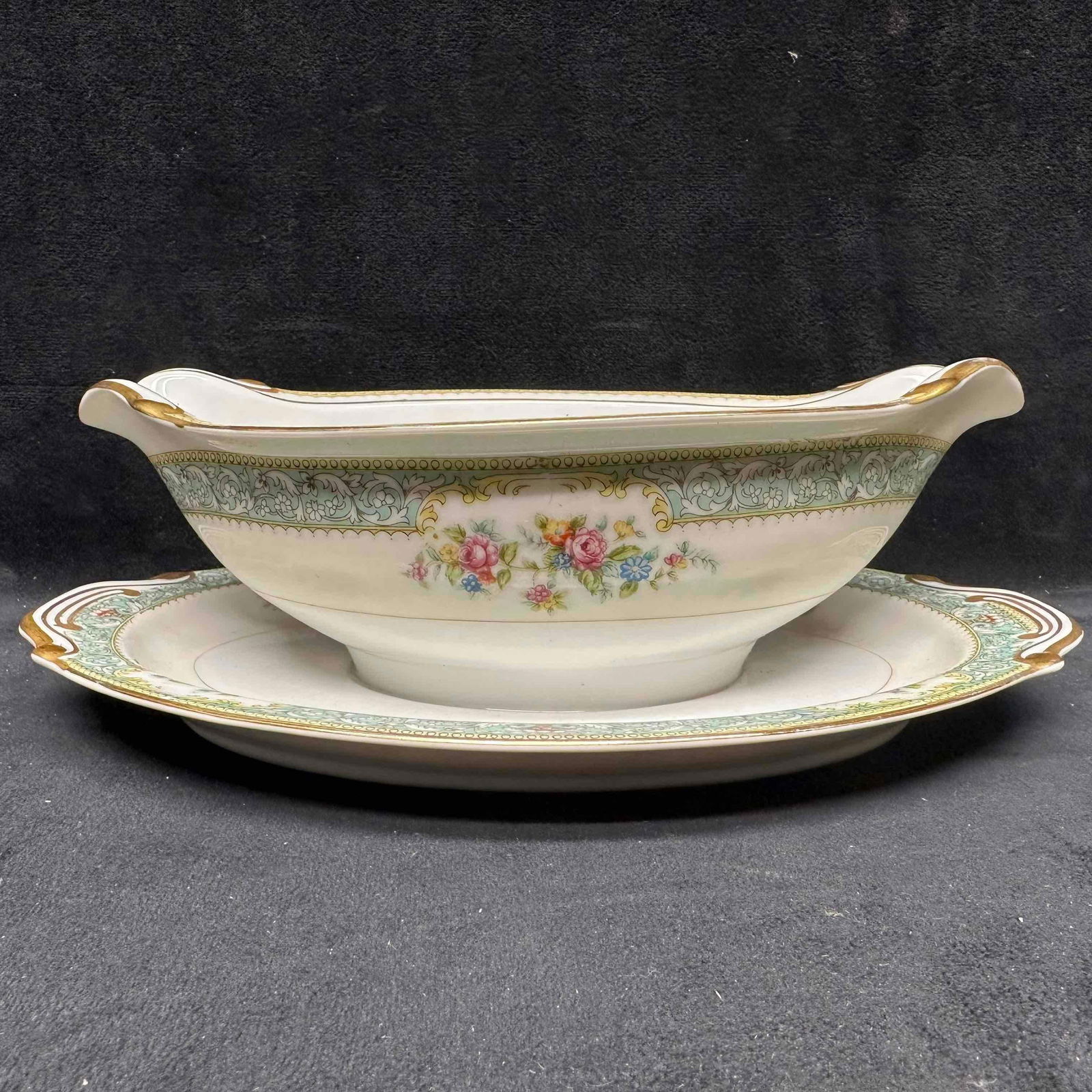 Monarch China Rosaline Gravy Boat Attached Underplate Occupied Japan (1 of 6)