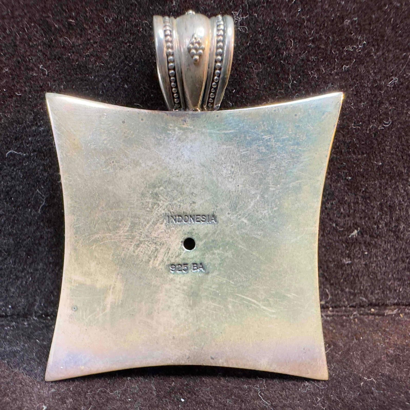 Sterling Silver Turquoise Triangle Dot Style Pattern Pendant - 2