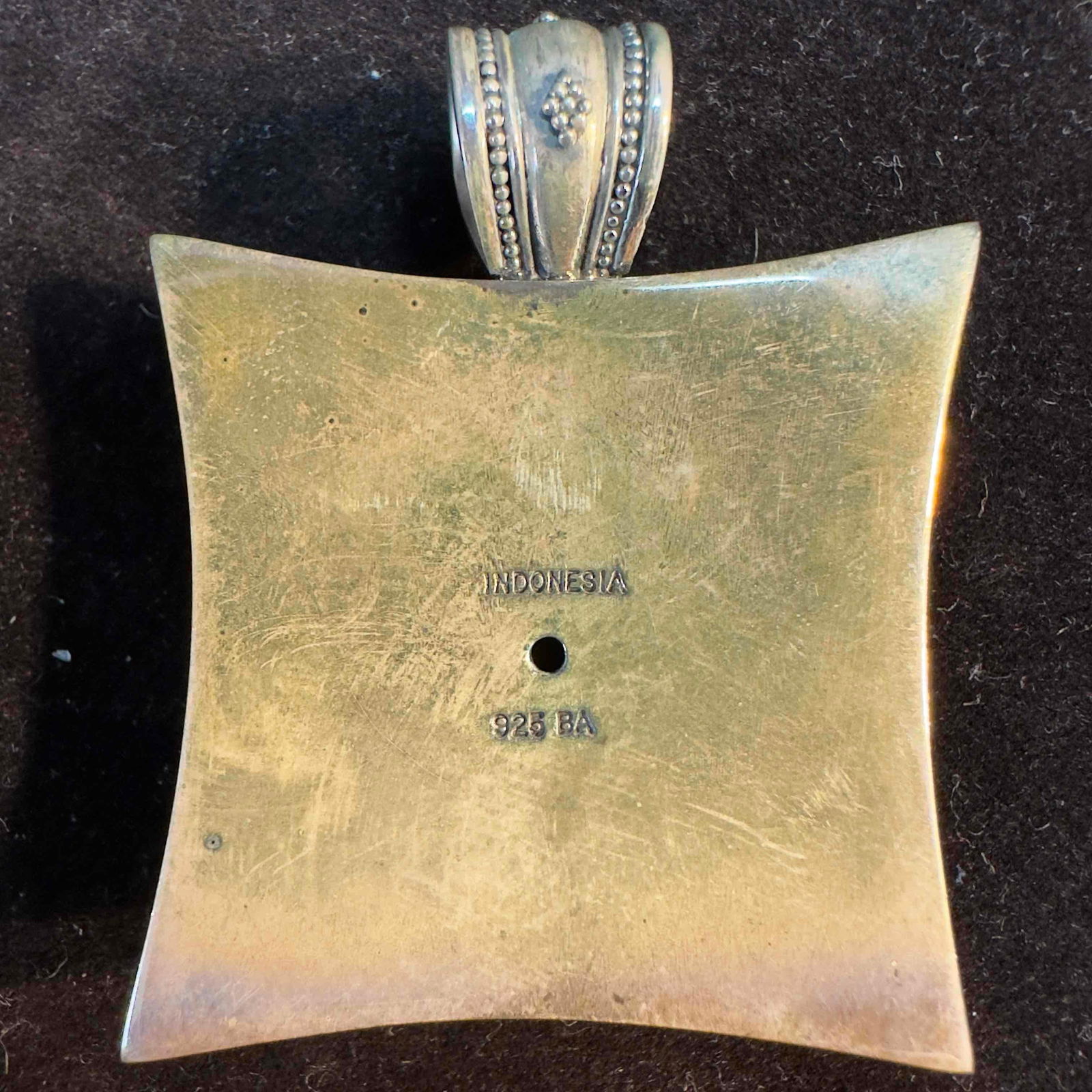 Sterling Silver Turquoise Triangle Dot Style Pattern Pendant - 4