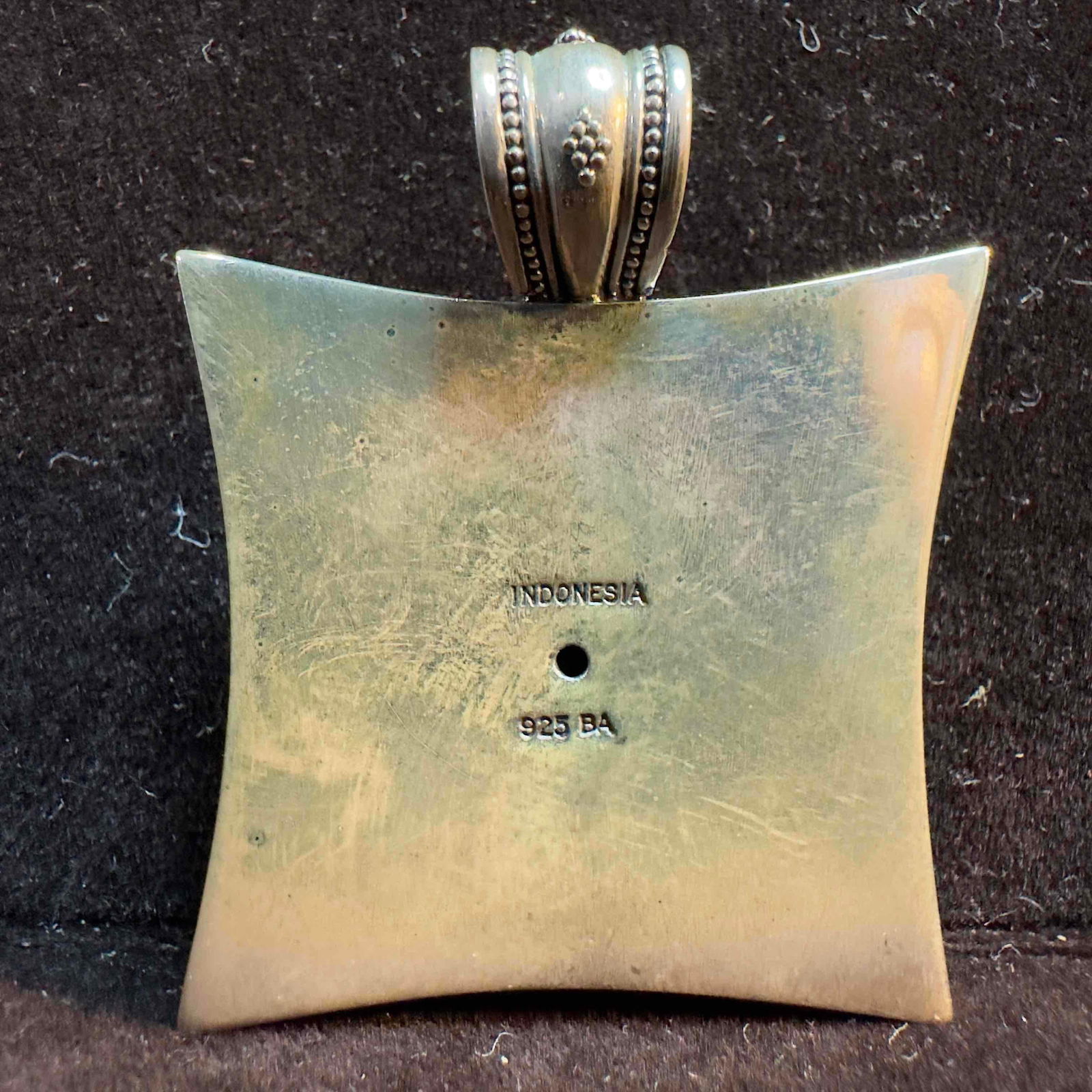 Sterling Silver Turquoise Triangle Dot Style Pattern Pendant - 7