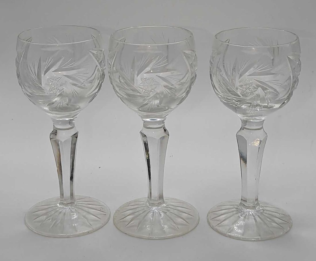 3 American Cut Juliette Pattern Cordial Glasses (1 of 10)
