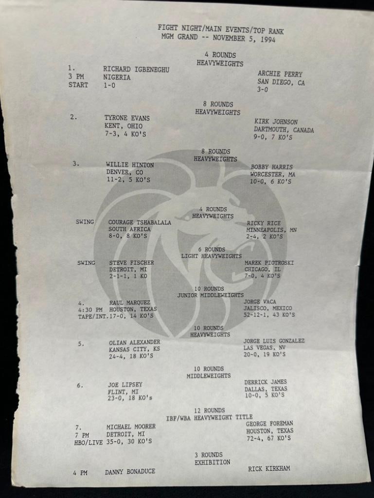 Signed George Foreman Program, Token, Button 1994 - 4