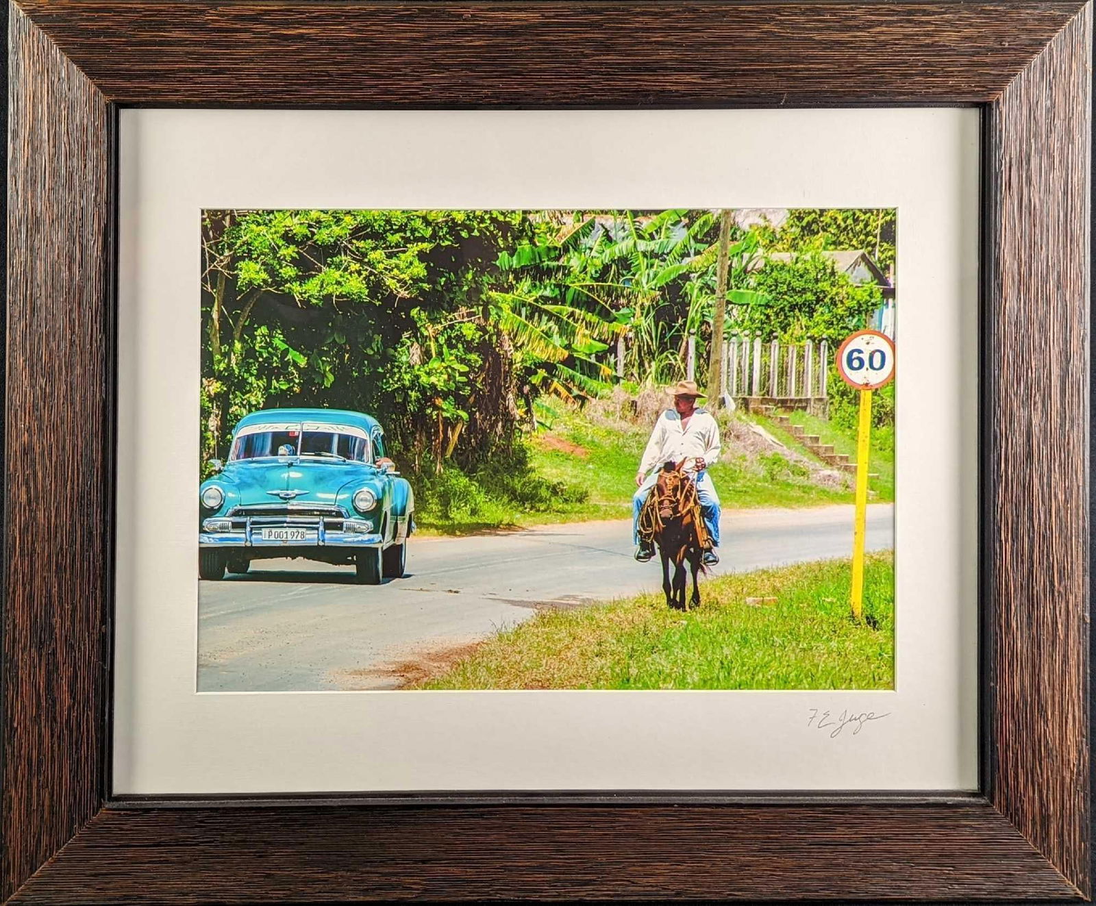 Framed Frank Juge Cigar Country Transportation Photo: Framed Frank Juge "Cigar Country Transportation" Photo. This is signed by the artist on the bottom right. The framed photo is approx 24 1/2" x 1" x 20 1/2" and it weighs 4.5lbs. The photo/image