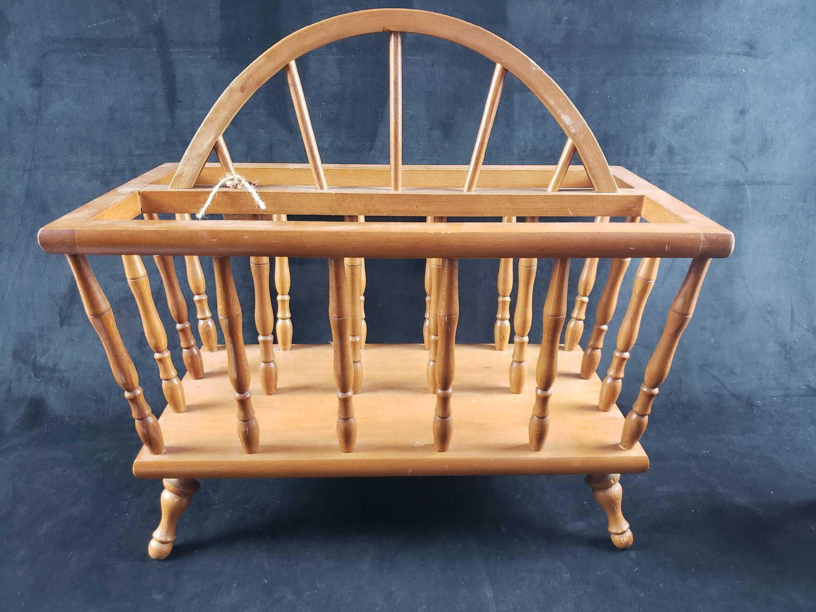 Vintage Wood Magazine Rack on Four Legs (1 of 4)