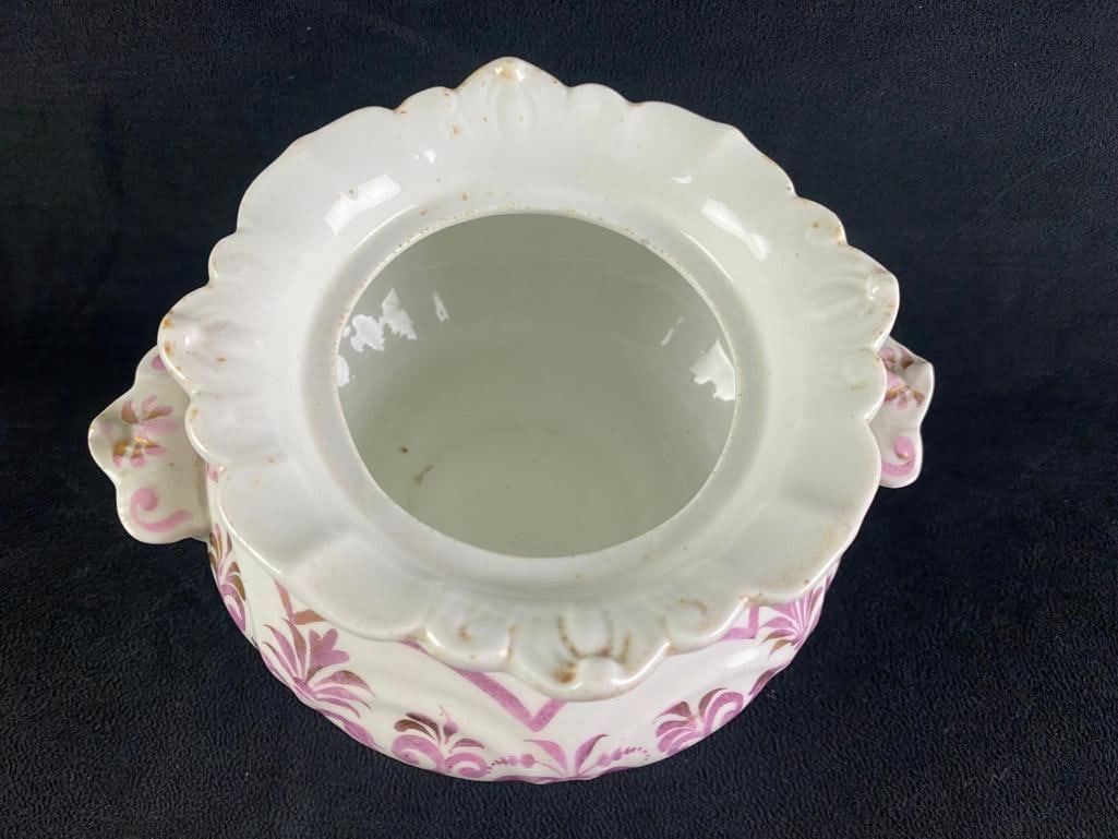 Antique Pink Lustreware Jar - 2