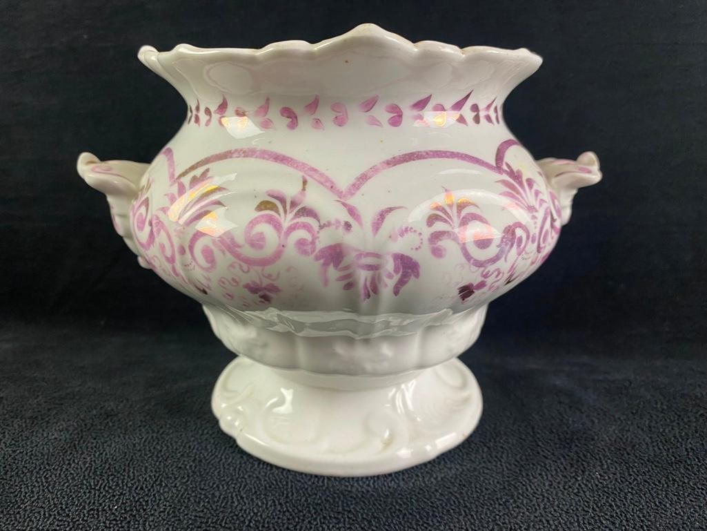 Antique Pink Lustreware Jar - 3