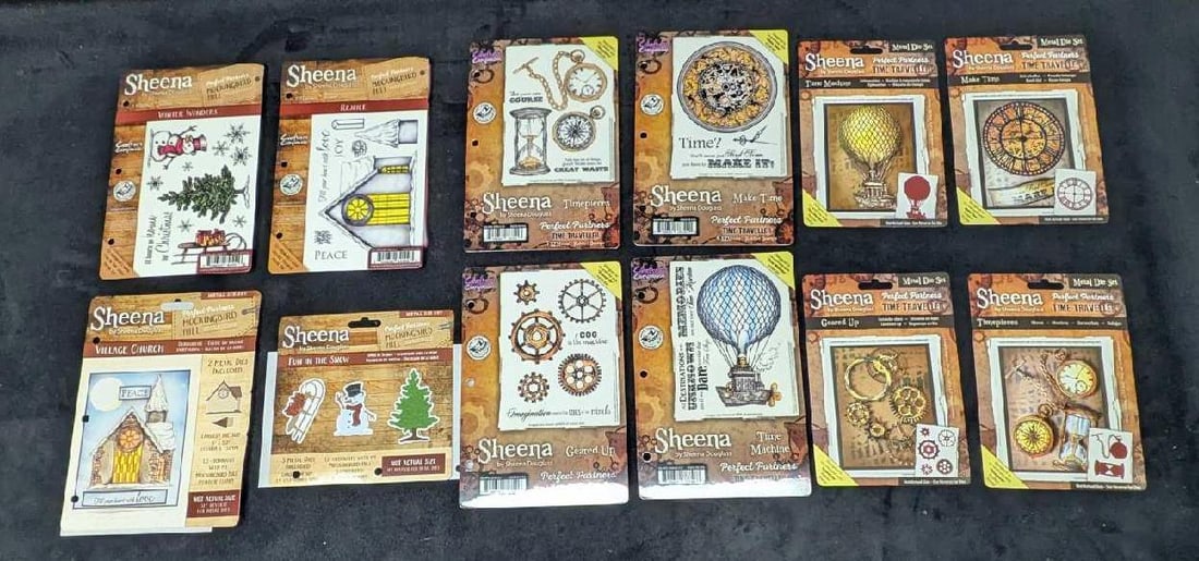 Sheena Douglass EZ Mount Rubber Metal Die Set Stamps A: Sheena Douglass EZ Mount Rubber Metal Die Set Stamps A. Stamps come in two EZ Binders. Includes sets for the "Time Traveler" and "Mockingbird" series. Each binder is approx 1 1/4" x 7"x 9 1/2" and the