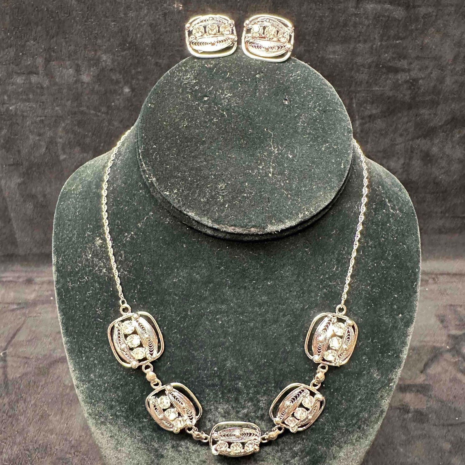 Sorrento Sterling Silver Cubic Zirconia Accent Necklace and Screw Back Earrings Set: These items are in good pre-owned, previously used/displayed condition with noticeable light wear, and surface scratches. Please reference all photos for full details. These pieces of jewelry have
