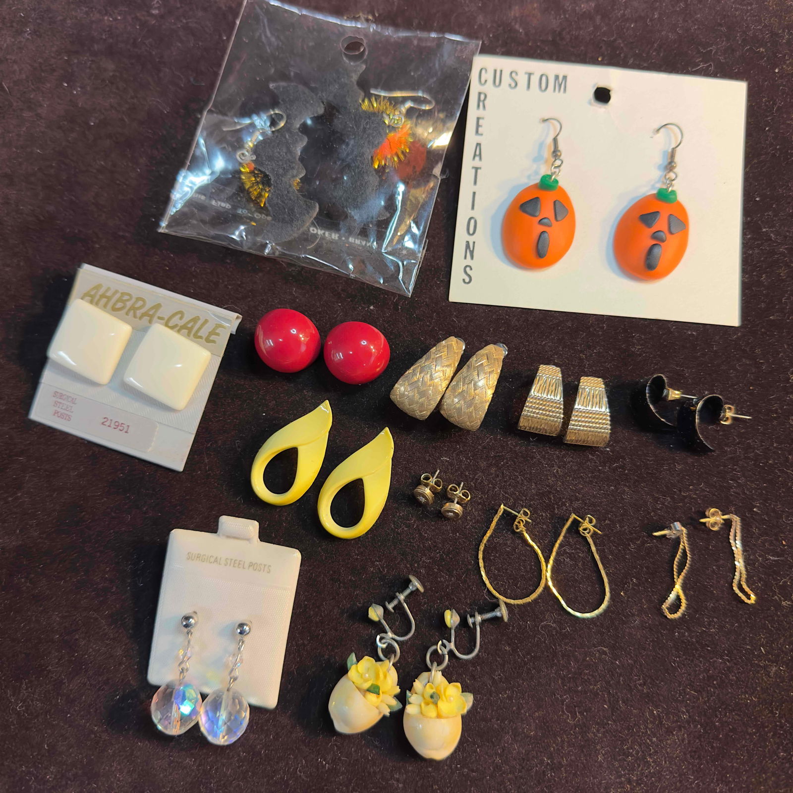 Collection of Vintage Costume Earring Set Lot of 13 Thirteen Earrings (1 of 8)