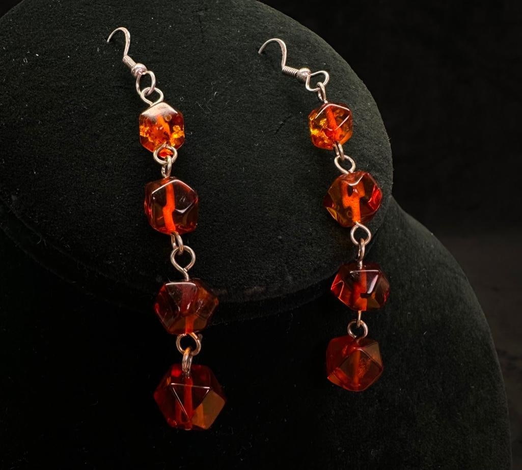 Sterling Amber Dangle Earrings (1 of 3)