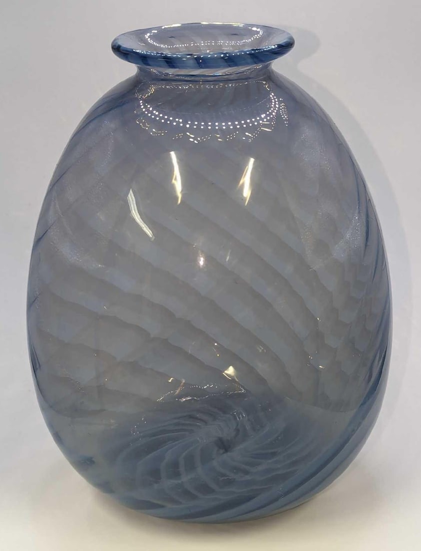 Vintage Glass Blue Optic Swirl Vase (1 of 6)