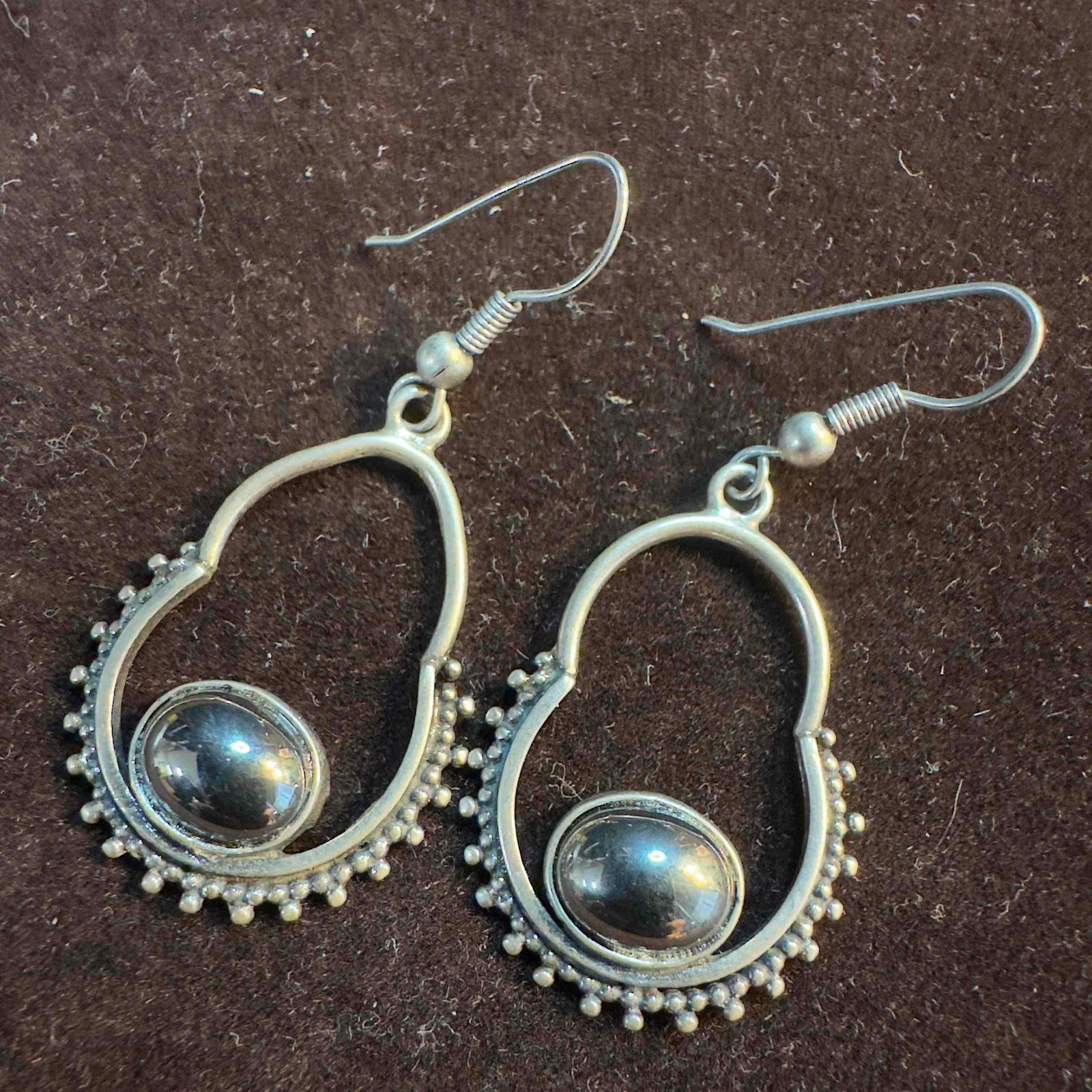 Sterling Silver 925 Cabochon Dangle Drop Earrings (1 of 6)