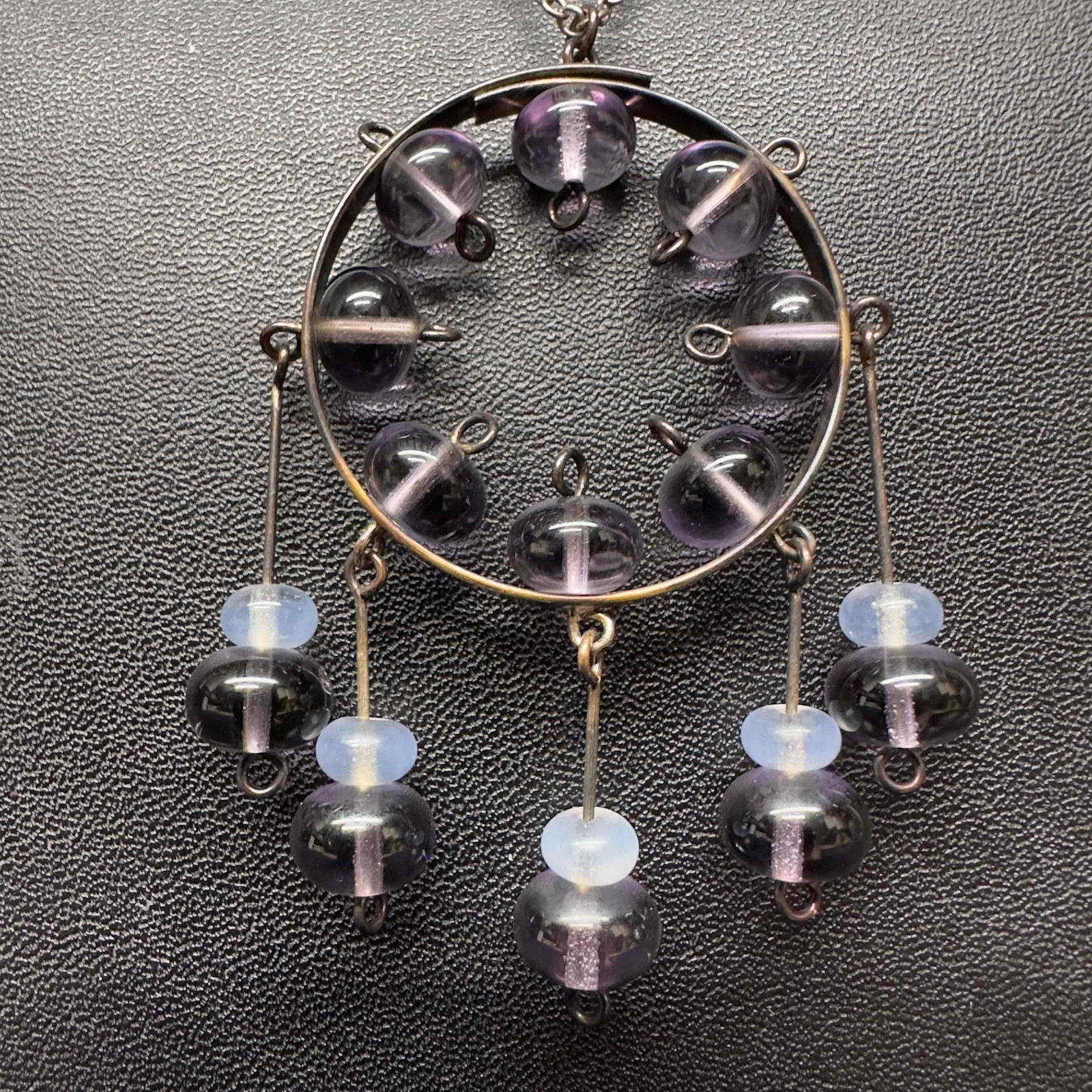 Amethyst Gemstone Dream Catcher Style Necklace Sterling Silver: This item is in good pre-owned, previously used/displayed condition with noticeable light wear, and surface scratches. Please reference all photos for full details. This piece of jewelry has been test