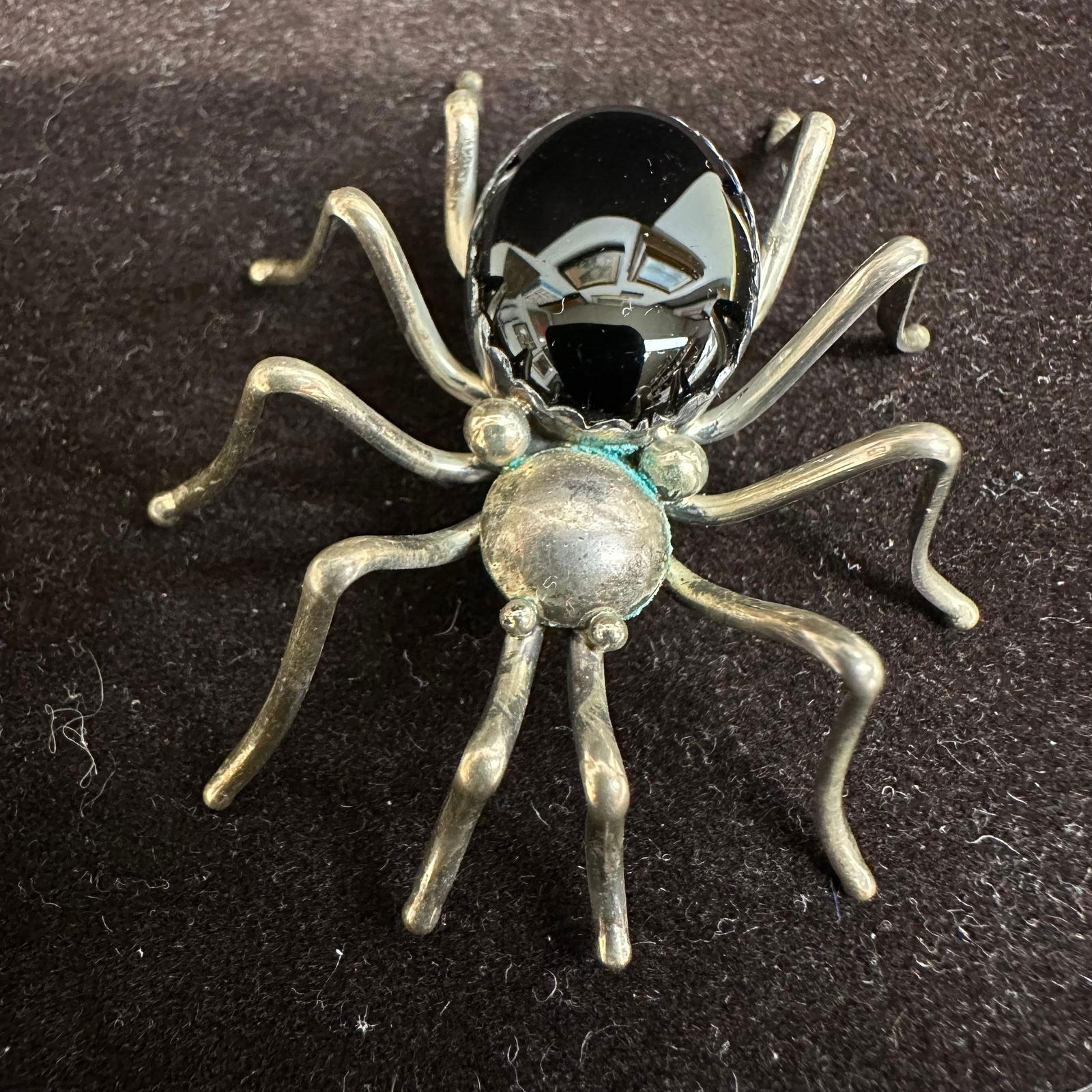 Evelyn Spencer Black Onyx Spider Arachnid Pin Brooch L21 (1 of 6)