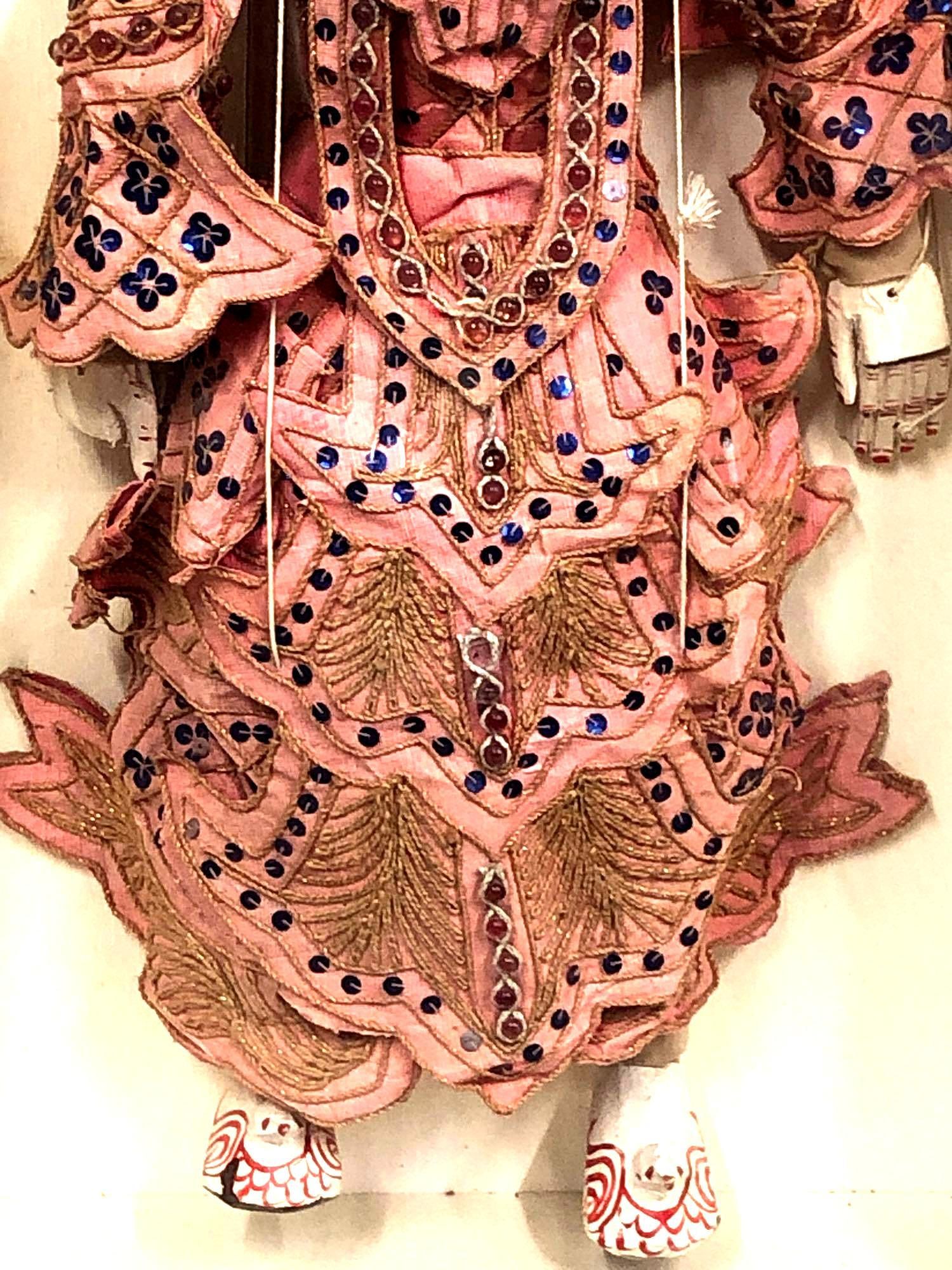 Vintage Thai Marionette String Puppet Shadow Box - 3