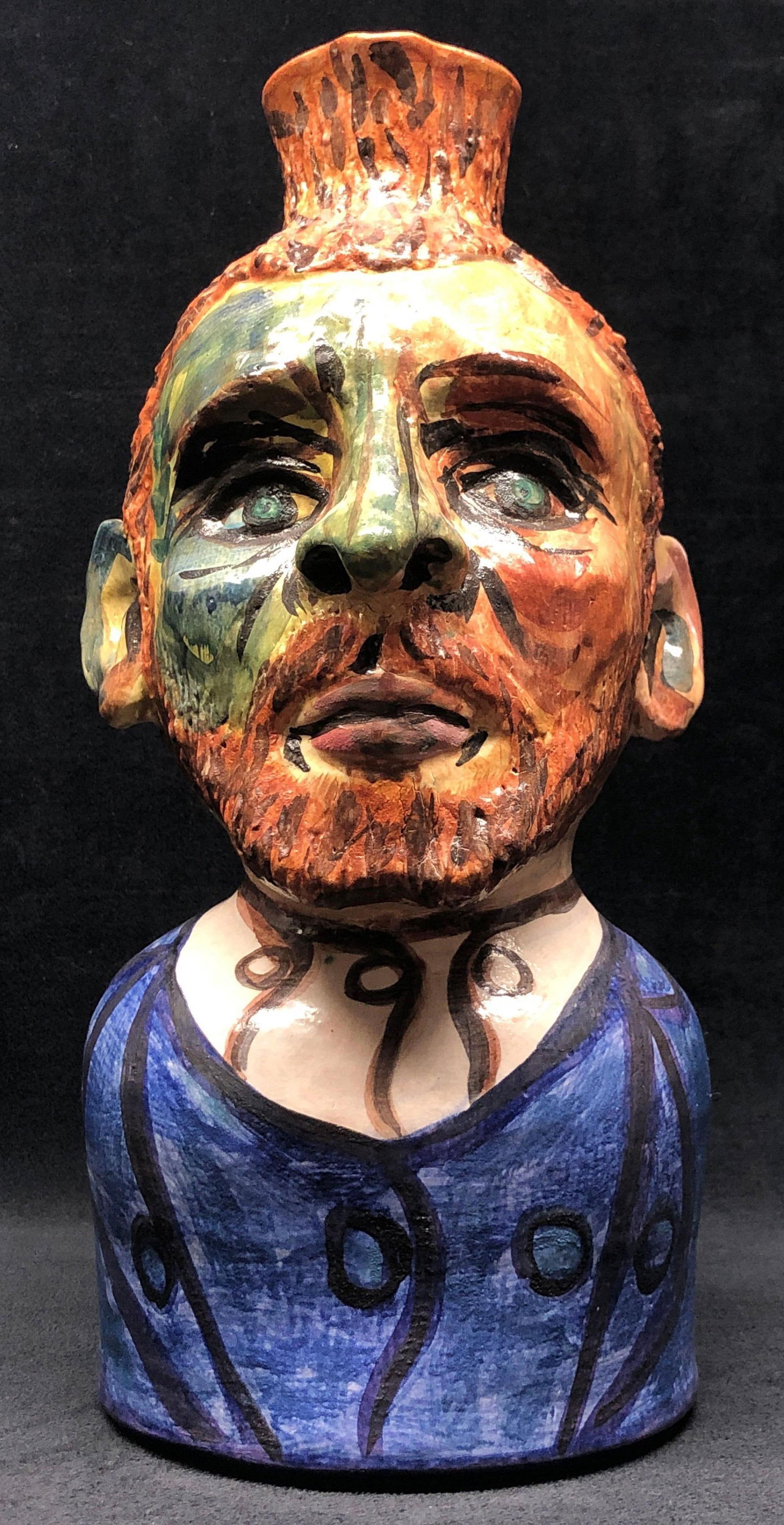 Van Gogh Bust Pottery Pitcher by Joni DeWitt - Commissioned 2007 Absente Liquor Absinthe Liqueur: Vincent Van Gogh Head Bust Pottery Pitcher by Artist Joni DeWitt. Commissioned by Absinthe Liqueur / Absente Liquor Marketing Executive in 2007. The item measures approximately 12-3/4" x 9" x 6" and