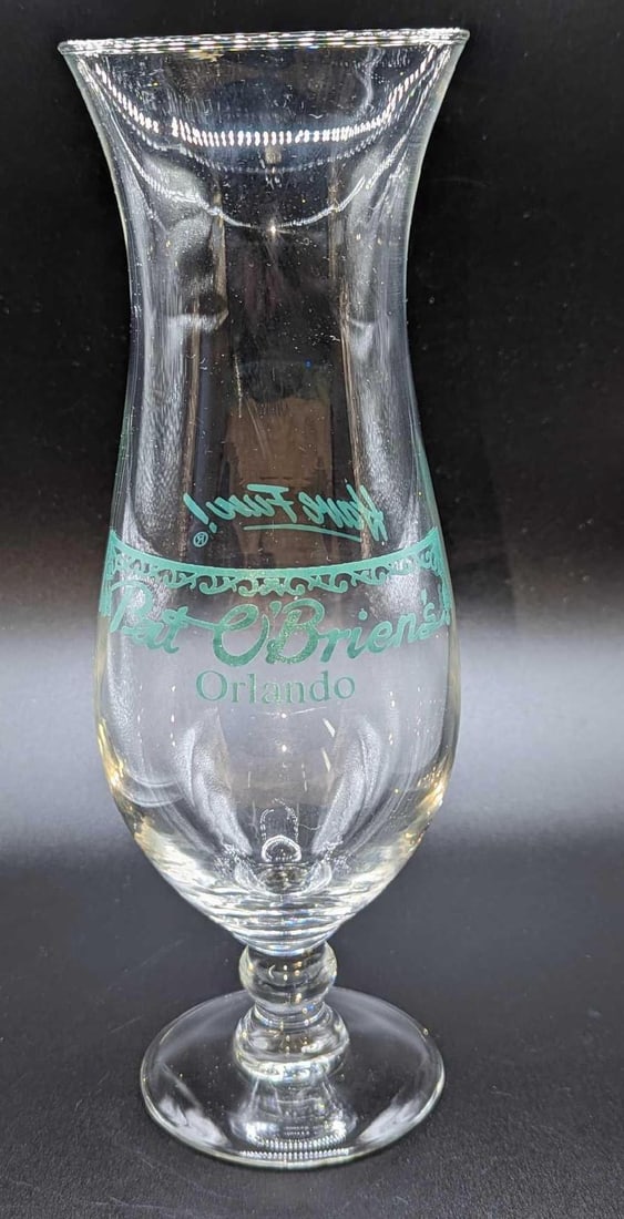 Pat O'Brien's Orlando Hurricane Glass: Pat O'Brien's Orlando Hurricane Glass. This is approximately 4" x 4" x 10" and it weighs 0.85lb. The glass has no chips or cracks.
