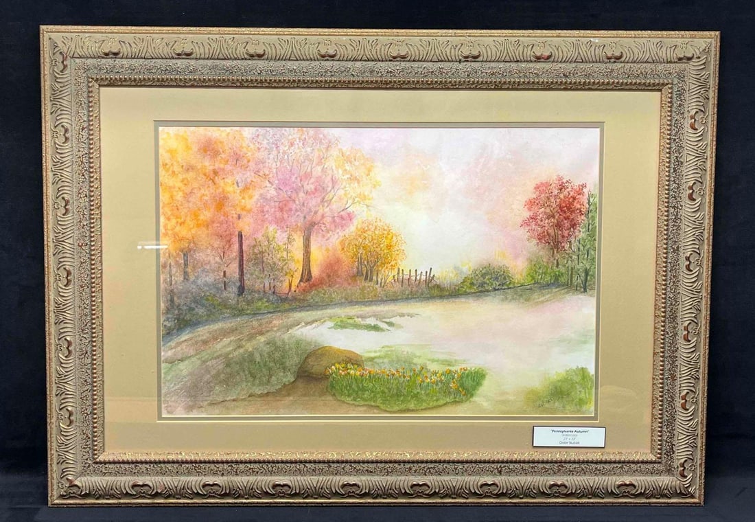 Framed Original Watercolor "Pennsylvania Autumn" By Dottie Skubiak (R72) (1 of 10)