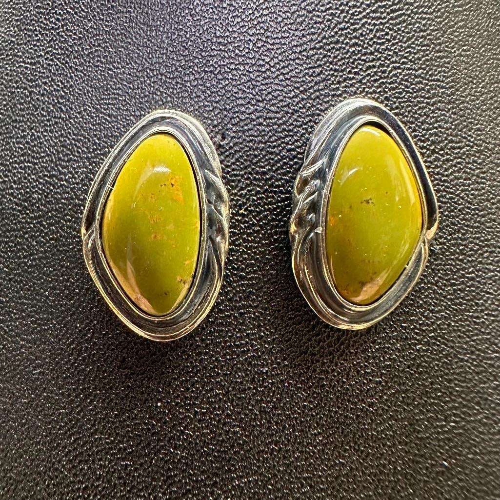 Sterling Silver Green Jasper Earrings (1 of 2)