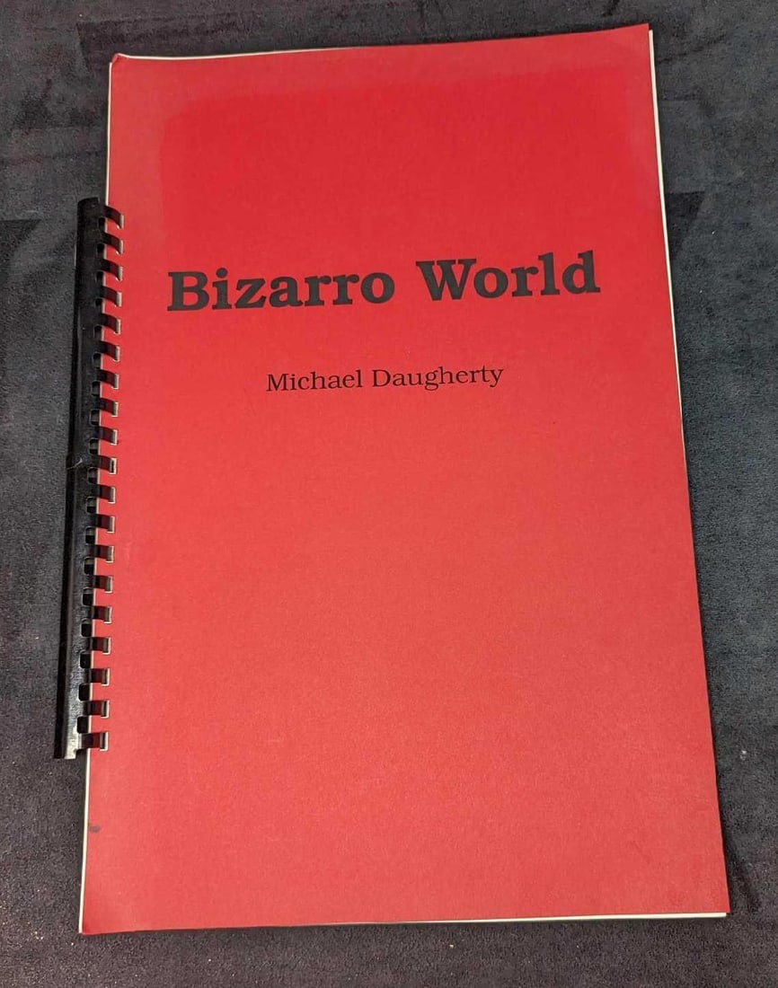 Autographed Michael Daugherty Bizarro World Sheet Music: Autographed Michael Daugherty Bizarro World Sheet Music. The sheet music book is approx 11 3/4" x 1" x 17 1/4" and it weighs 1lb. There is some shelf wear on the covers. Please note, that