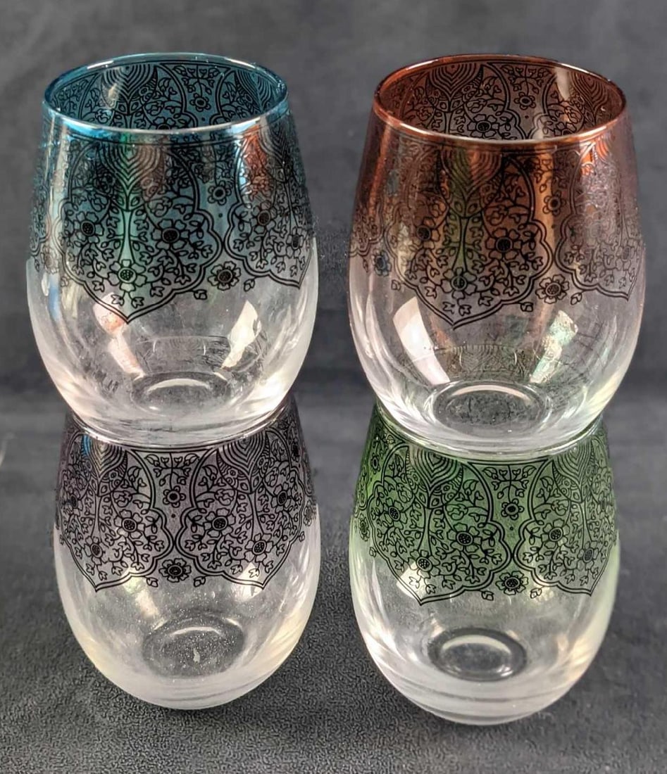 Four Stemless Wine Glasses - 6